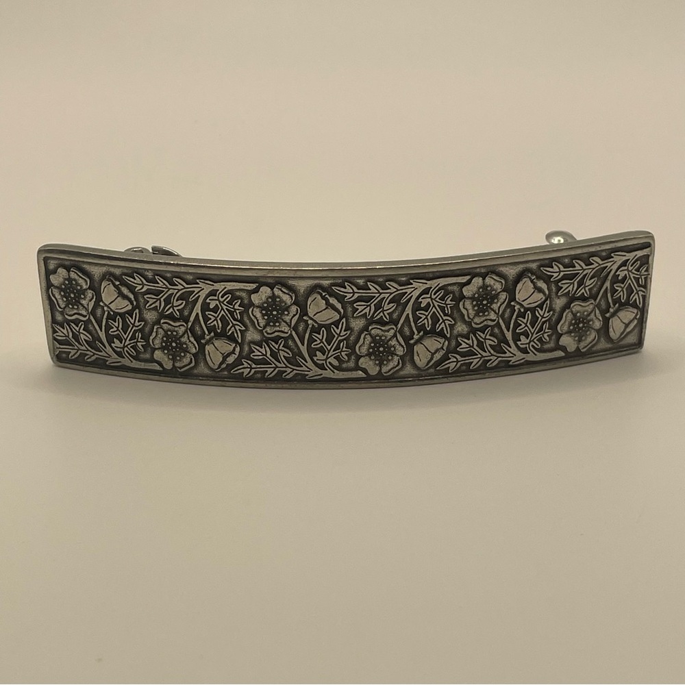 Danforth Pewter Wild Rose Large Barrette - Picture 2 of 5